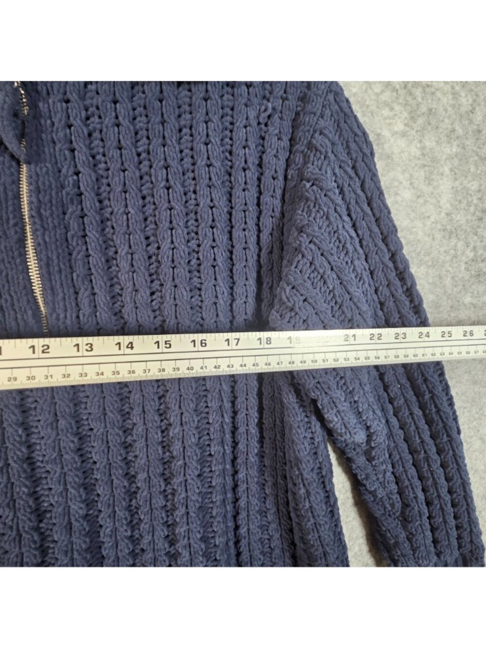 Aerie Women's Cable Car Navy Chunky Cable Knit Quarter Zip Sweater L - Picture 4 of 9